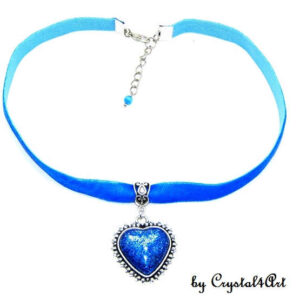 Colier choker Blue heart 4